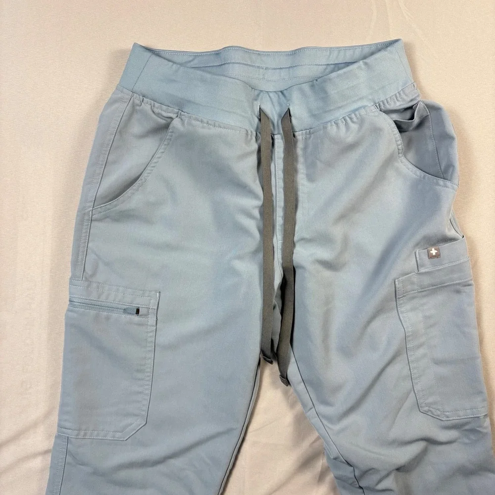 FIGS Yola High Rise Slim Scrub Pants Small Blue Gray - Picture 6 of 9